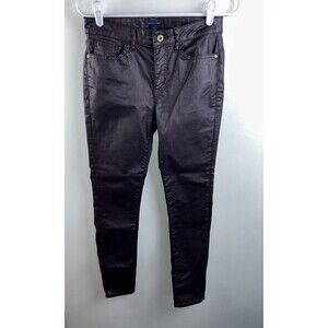 Tommy Hilfiger Wine Color Waxed Greenwich Skinny Pant Women's Sz 4 Stretch